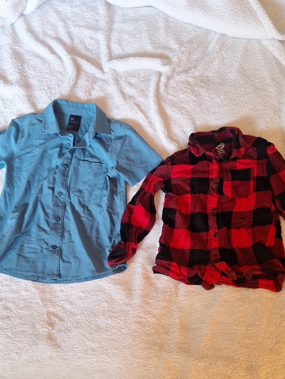 all in motion Light Blue Button-Down Shirt with Red and Black Plaid Flannel